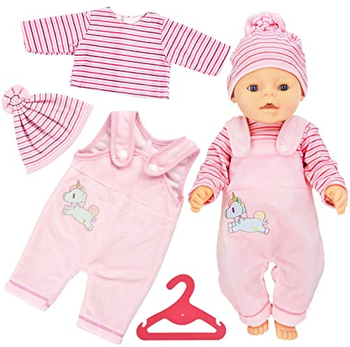 Completi per bambole, vestiti per bambole, bambole appena nate, accessori per bambole con cappello, pantaloni a maniche lunghe, per bambole 35-43 cm, regali per ragazze e ragazzi (A)