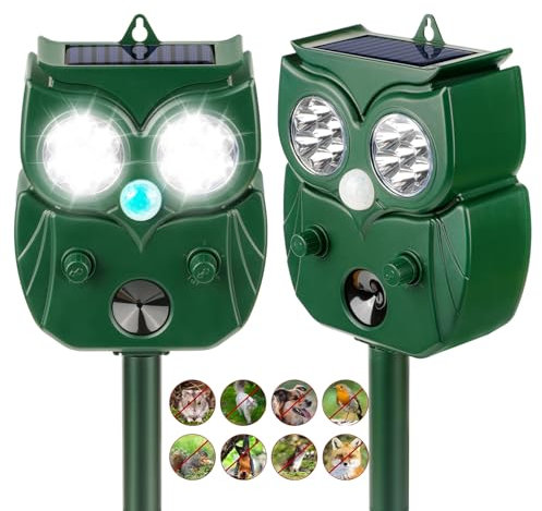 2Pack 2025 Solar Ultrasonic in Repellent Defender Rat, Squirrel, Deer, Raccoon, Skunk