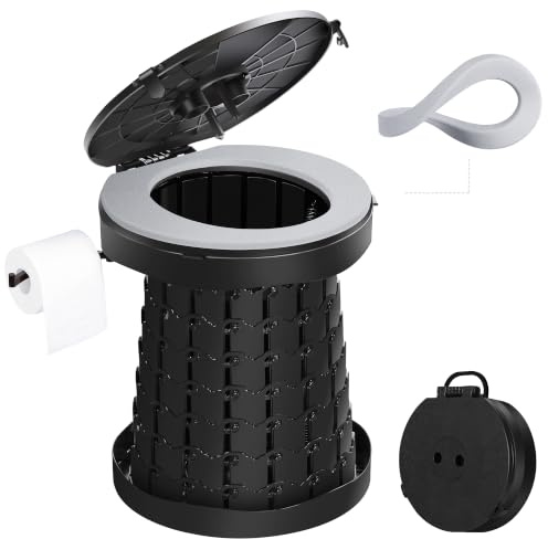 TRIPTIPS 2025 New Upgrade Retractable Portable Toilet Foldable with Soft Cushion Height Adjustable Travel Toilet for Car Camping Toilet Porta Potty for Adults and Kids, Portable Toilet for Camping