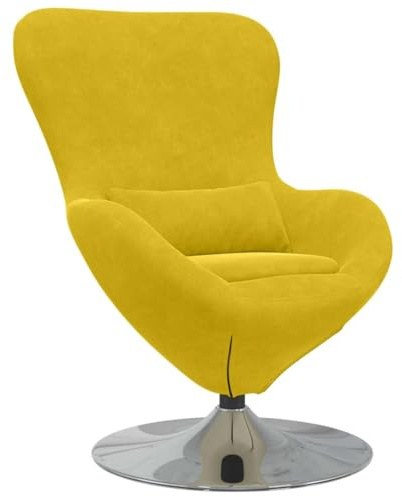 vidaXL Fauteuil œuf Jaune Velours, Fauteuil Velours Moderne, Chaise Pivotante Chic, Confortable Siège d'Intérieur, Meuble Élégant