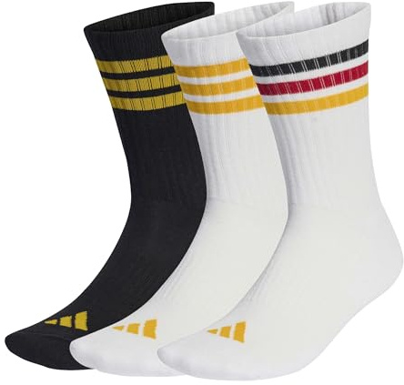 adidas Mixte 3STRIPES CUSHIONED SPORTSWEAR CREW SOCKS 3 PAIR PACK, white/black/collegiate gold, 37-40