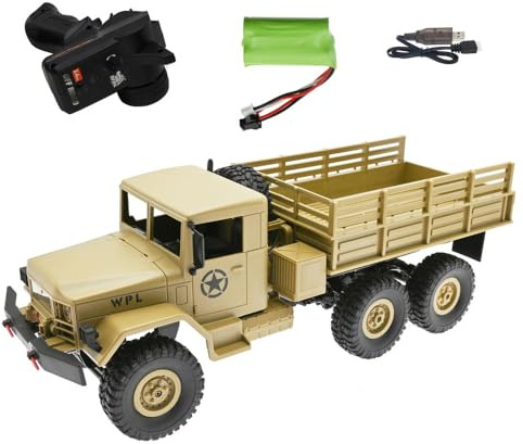 Ichlovdu RC Truck RTR 6WD Militare Camion WPL B-16 1:162.4GHz Off-Road Crawler Car Buggy Camion Veicolo militare radiocomandato (Kaki)
