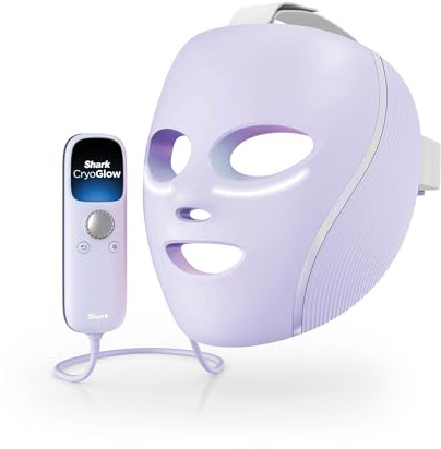 Masque LED Shark CryoGlow avec rafraîchissement du contour des yeux, LED rouge et bleue, Photothérapie par lumière infrarouge, USB-C, Télécommande, Sac de rangement, Sangles réglables
