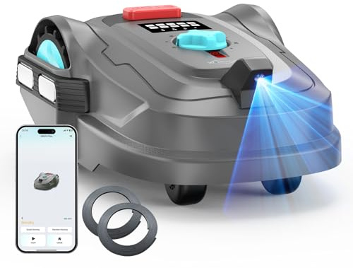YARDCARE M800Plus Robot Tagliaerba Senza Filo Perimetrale, Posizionamento GPS + 3D Visione, Robot Tosaerba, Modalità di Taglio a U,800 m²,Ricarica Automatica, App, Rilevamento di 150 Ostacoli