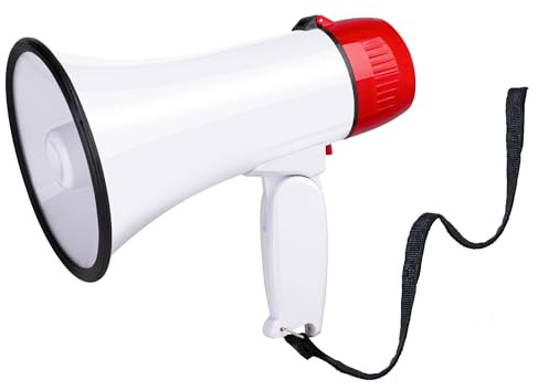 MyMealivos 20W mégaphone Bullhorn-13.7cm×21.8cm mégaphone intégré Sirene & 240 Enregistrement, Couverture de contrôle du Volume jusqu'à 100 mètres pour Les activités intérieures et extérieures(Blanc)