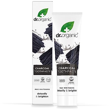 Dr Organic Activated Charcoal Toothpaste, Extra Whitening, Natural, Vegan, Cruelty-Free, Paraben & SLS-Free, Recycled & Recyclable, Organic, 100ml, Packaging may vary