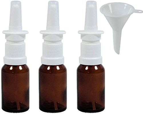 mikken 3 x Sprühflasche 15ml Nasenspray Zerstäuber aus Braunglas inkl. Trichter