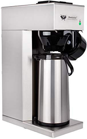 Beeketal 'BGK2-T' Gastro Edelstahl Filterkaffeemaschine mit 2,0l Pump-Thermoskanne (doppelwandig) und Warmhaltefunktion, Gastronomie Korbfilter Kaffeemaschine inkl. 10 Stk. Papier Korbfilter