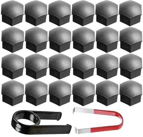 Gebildet 24 Pezzi Copridadi Ruota 17mm Copridadi Bullone Ruota, Copridadi Esagonali per Pneumatici con Set di Strumenti di Rimozione per Auto (Grigio Opaco)