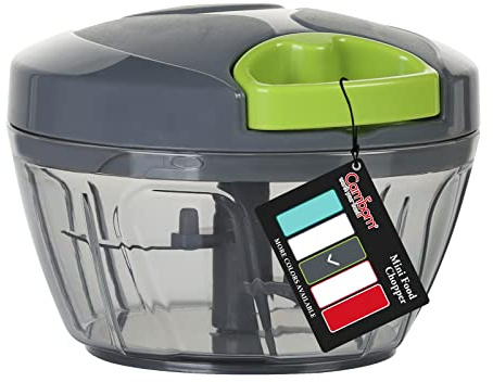 Cambom Manual Food Chopper Vegetable Cutter, Hand String Vegetable Chopper Onions Cutter for Vegetable Fruits Nuts BPA Free Food Safe Material, 500ml Gray