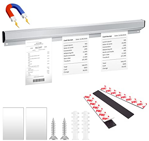 Ticket Rack Magnetic Restaurant Order Holder Slide Check Rack Kitchen Ticket Holder Note and Paper Holder Aluminum Ticket Holder for Restaurant with Strips Bill Orders Display Rail for Kitchen