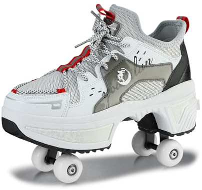 Rullskridskor, skor med hjul, skateboardskor, inline-skridskor, justerbara damskor med hjul för flickor