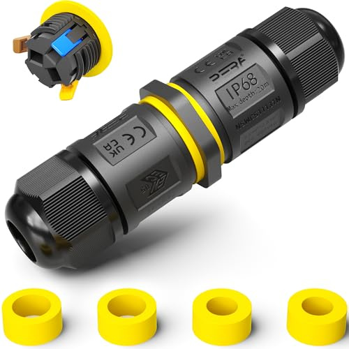 PEBA IP68 Waterproof Cable Connector Outdoor, 2 Way Waterproof Junction Box Outdoor Cable Connector, 3 Pins Wire Connector, Extension Electrical Cable Protector for Cable Diameter Ø4mm-12mm (1 Pack)