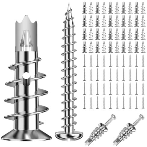 Lixiluxia 40 Stück Hohlraumdübel Metall mit Schrauben, Rigipsdübel Selbstbohrender, Rigips Dübel, Gipskartondübel Gipskarton, zur Befestigung in Beton, Ziegeln, Stein, Gipsbauplatten UVM
