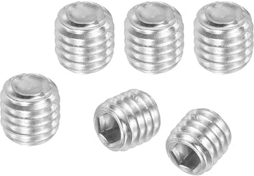 PATIKIL 100 Pcs Hex Socket Grub Screw, M6x4mm Flat Point Grub Bolt 304 Stainless Steel Head Socket Set Screws for Door Handles Light Fixture Repair