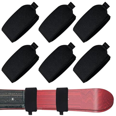 Fhkpsqkcn 6pcs Verstellbare Ski Wrap Krawatten Förderer Riemen Ski Wrap Träger Riemenbandbandstreifen Aufbewahrungsbindungen Mit Schutzpolster