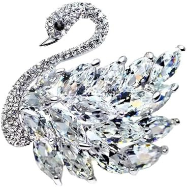 Vbvbip Elegant Crystal Swan Brooch for Women, Vintage Rhinestone Bird Brooches for Coats, Dresses, Wedding, Gift Idea, Exquisite Pearl & Crystal Brooch Pins