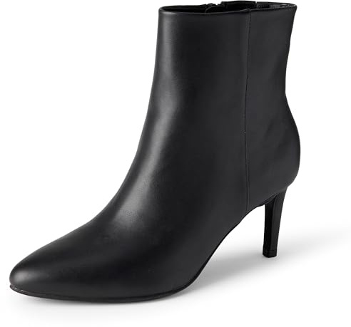 Amazon Essentials Bottines Habillées à Talons Aiguilles Femme, Noir Faux Cuir, 42 EU