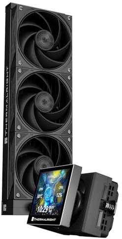 TR Stream Vision 360 Nero Aio CPU Cooler,Radiatore da 360 mm,LCD IPS a colori da 3,5 '' con ventola da 60 mm incorporata, Risoluzione 640x480, Testina di raffreddamento magnetica-AM4/AM5-LGA1851/1700