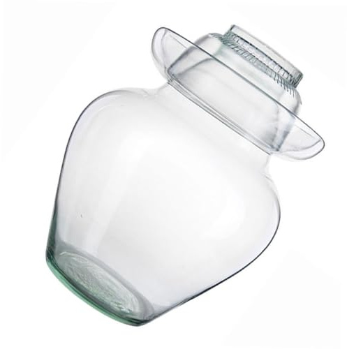 Mikikit Tarro De Cristal Para Encurtidos 5 Litros Vidrio Transparente Tapa Sello De Agua Fermentación Kimchi Chucrut Uso Doméstico
