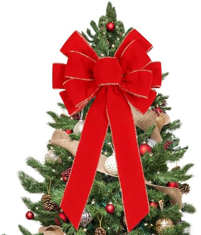 Noeud Sapin de Noel Rouge Grand Noeud pour Sapin Ruban Sapin de Noel Noeuds Noël Velour pour Les Portes, Sapins de Noël, Fenêtres et Les Cheminées
