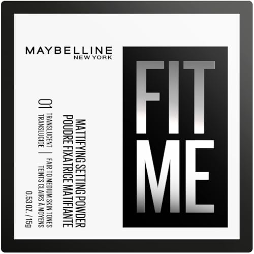 Maybelline New York, Polvos Fijadores, Para Pieles Normales a Grasas, Efecto Mate 16H, Acabado Luminoso, Fit Me, Tono: 01 Translucent
