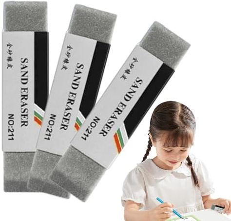Suddgummi – | Bläcksuddgummi för papper | 3 delar återanvändbara ritsuddgummi, sand för reservoarpenna, skolkontorskorrigeringsmaterial, sandbläck radergummi, borttagare för kulspetspenna