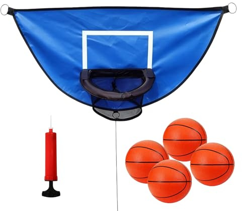 AGOMETYro de Baloncesto para Trampolín, Mini Aro Universal, Accesorio de Baloncesto para Trampolín con Bomba de Aire y 4 Mini Balones, Soporte de Baloncesto para Interior/Exterior