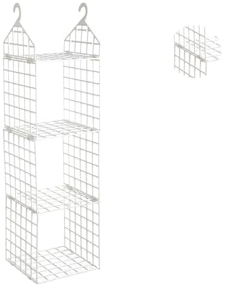 MUCKLILY Organizer per Armadio Pieghevole a 3 Livelli in Plastica Bianca Mensola Pensile Salvaspazio Gancio Ventilata e Resistente per Vestiti Asciugamani Cappelli e Accessori per