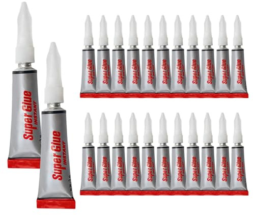 Lot de 24 tubes de colle instantanée extra forte - Gel transparent résistant à l'eau - Convient pour les métaux, la céramique, les plastiques, le bois et le cuir