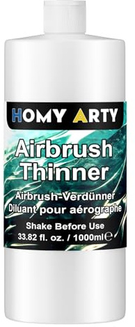 HOMY ARTY Airbrush Thinner – 1 000 ml luftborstfärgsförtunnare, vattenbaserad akrylfärgsförtunnare för airbrush, akrylmedier för att förbättra färgflödet för skor, kläder, metall- och plastmodeller