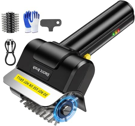 Cepillo Eléctrico para Barbacoa - Limpiador De Parrilla Recargable, Cepillo para Parrilla con Cerdas De Alambre De Alto Par Recargable por USB | Herramienta Automática De Limpieza De Barbacoa para El