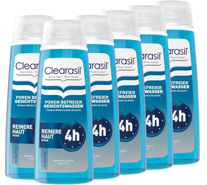 Clearasil Poren Befreier Gesichtswasser - Zur Reinigung der Poren & für sichtbar reinere Haut im Gesicht - 6 x 200 ml