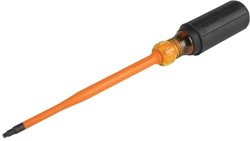 Klein Tools 6946INS 1000V Slim Tip Insulated Screwdriver, 6-Inch Round Shank, #2 Square Tip, Cushion Grip Handle