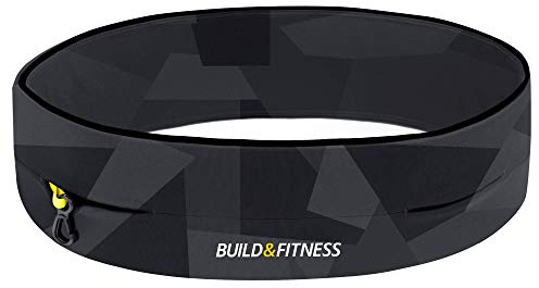 Build & Fitness Running Belt, Flip Waist Belt, Key Clip, Running Phone Holder, Running Pouch for Men and Women, Fits all iPhone's, Samsung's