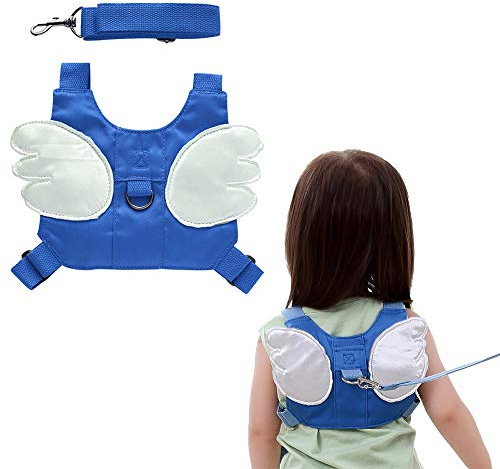 XFentech 1.5M/150cm Kinder Sicherheitsleine Rucksack, Baby Kinder Leine Handgelenk, Anti-verloren Gürtel Rucksack Link, Kinder Laufleine, Lauflerngurt für Kinder, Blau