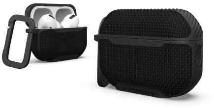 Urban Armor Gear Metropolis Case für die Apple AirPods Pro 2022 Hülle [Wireless-Charging/Magnetische Aufladung kompatibel/Status LED sichtbar, Abnehmbarer Karabinerhaken] schwarz