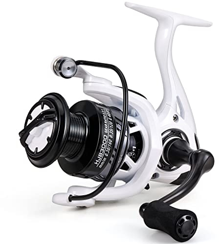 Sougayilang Angelrolle, ultraleichte Spinnrolle mit Aluminiumspule, 5.2:1 Hochgeschwindigkeits-Spinnrolle für Süßwasser-Weiß 2000