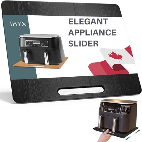 Ibyx Appliance Sliders, Bamboo Rolling Tray, Black, 40.5 x 33 x 2 cm | Bamboo, rubber wheels, smooth pull-out access, supports kitchen accessories, air fryer accessories and stand mixers