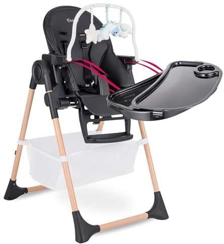 Suleno® Hochstuhl Baby mit Spielbogen und Ablage - Kinderstuhl mit Liegefunktion für Junge Eltern, Vielseitiger Kinderhochstuhl, Ergonomischer Baby Hochstuhl für Komfort und Sicherheit (Schwarz)