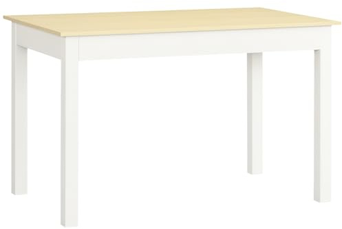 HOMCOM Table de Salle à Manger Design Moderne Bicolore avec Grand Plateau 4-6 Personnes en Bois dim. 119L x 70l x 75H cm - en Bois, Blanc