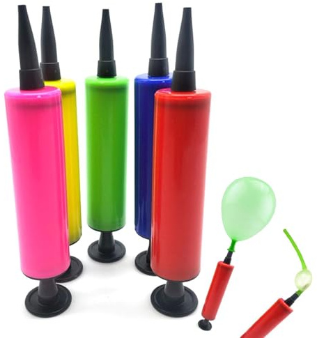 5PC Balloon Pump Hand | Air Pump for Balloons | Portable Hand Push Hellium Balloon Inflator with Save Inflation Time | Long Balloons Manual Inflator Tool for Birthday & Wedding (Random Color)