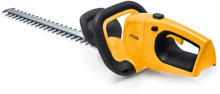 STIGA HT 100e - Taille-haie sans Fil, Lame Double Action de 55 cm, espacement des Dents de 26 mm, poignée pivotante à 180°, Prise Britannique (Batterie Non Incluse)