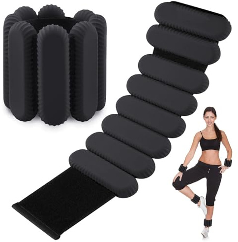 Cretee 2 PCS Pesi da Polso Regolabili Pesi da Caviglia Set per Esercizio Camminare Jogging Yoga Aerobica Pilates Braccialetto portante Braccialetto Fitness (nero, 2 lbs/cad)