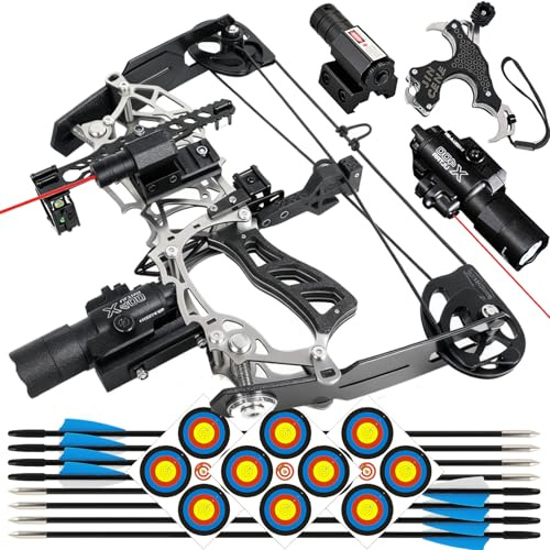 ZSHJGJR Compoundbogen Set für Anfänger Erwachsene / 15–32 lbs CompoundBögen Bogenschießen Bogen und Pfeil Jagdbogen Kompaktes mit Pfeilen und Zielscheiben Bogen Jagd Für Rechts- & Linkshänder (Typ 1)