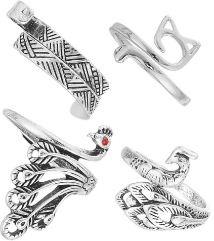 Gatuida Anneaux de Tension Lot de 4 Pièces Crochet Réglables en Alliage de Zinc Argenté Contrôle Facile du Fil pour Tricot et Couture, Accessoires pour Débutants et Experts