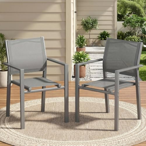 LIFERUN Gartenstühle stapelbar 2er Set, Balkonstühle, Essstühle, 2 PCS