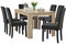 [en.casa] Esstisch in edlem und gekälktem Eichen-Design mit 6 Esszimmerstühlen in dunkelgrau - 140x90cm