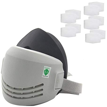 Masque Industriel de sécurité pour Masque de Protection respiratoire Anti-poussière de Peinture Chimique réutilisable (Masque Anti-poussière en Caoutchouc 1pcs + 10 filtres en Coton)