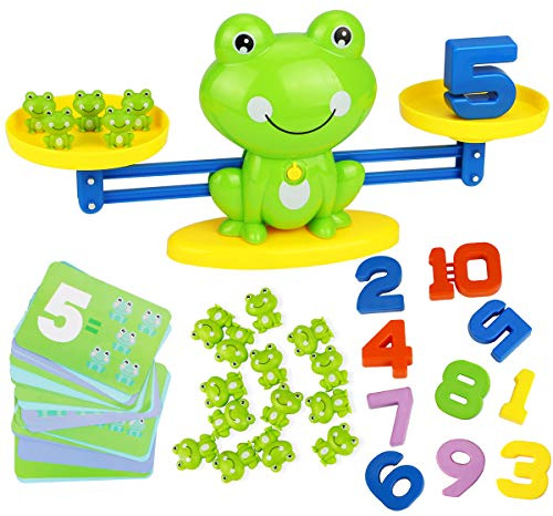 Aitbay Cool Math Game, Preschoolers Frog Balance Counting Toys for Boys & Girls Educational Number Toy Fun Children's Gift STEM Learning Age 3+ (63 PCS)